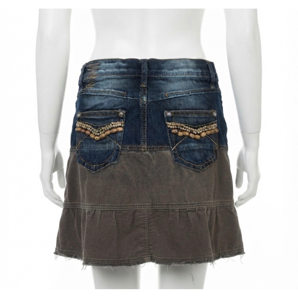 Cars Jeans Y2K Boho-Grunge Fairy Grunge Denim Corduroy Tiered Mini‎ Skirt 28